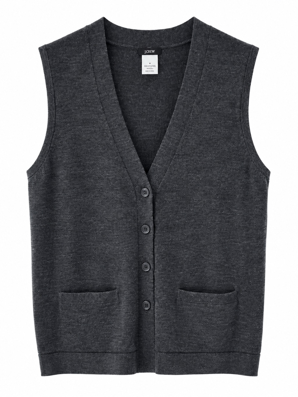 J. Crew Women's Charcoal V‑Neck Button Knit Vest